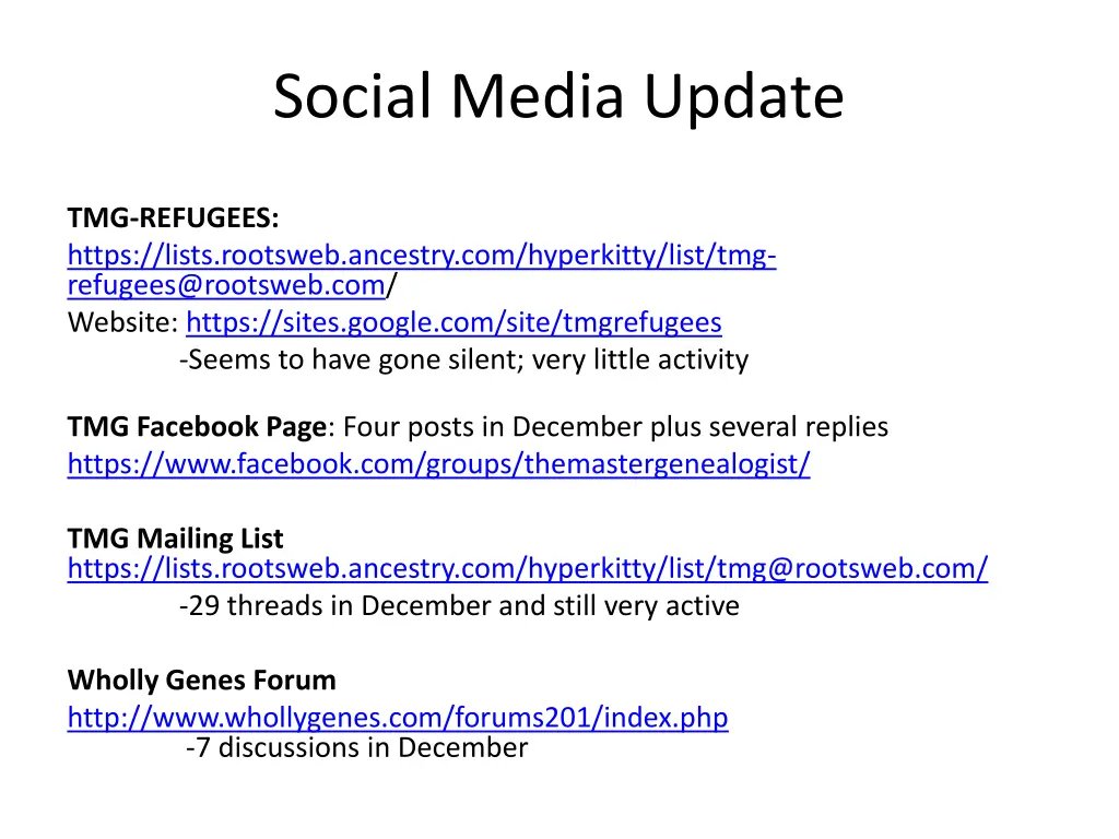social media update