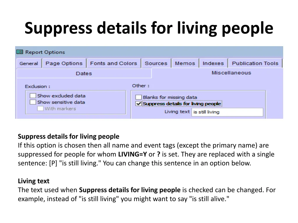 suppress details for living people