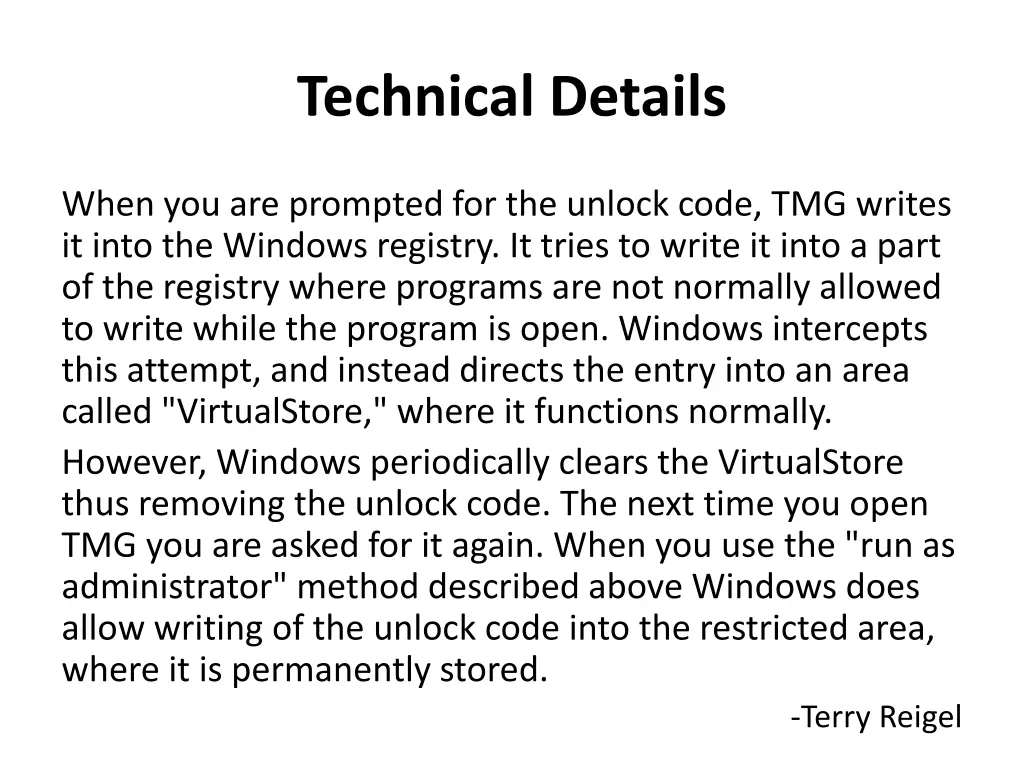 technical details