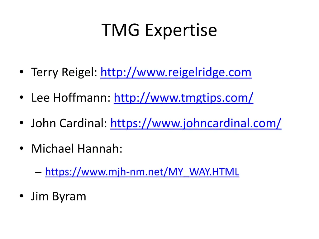 tmg expertise