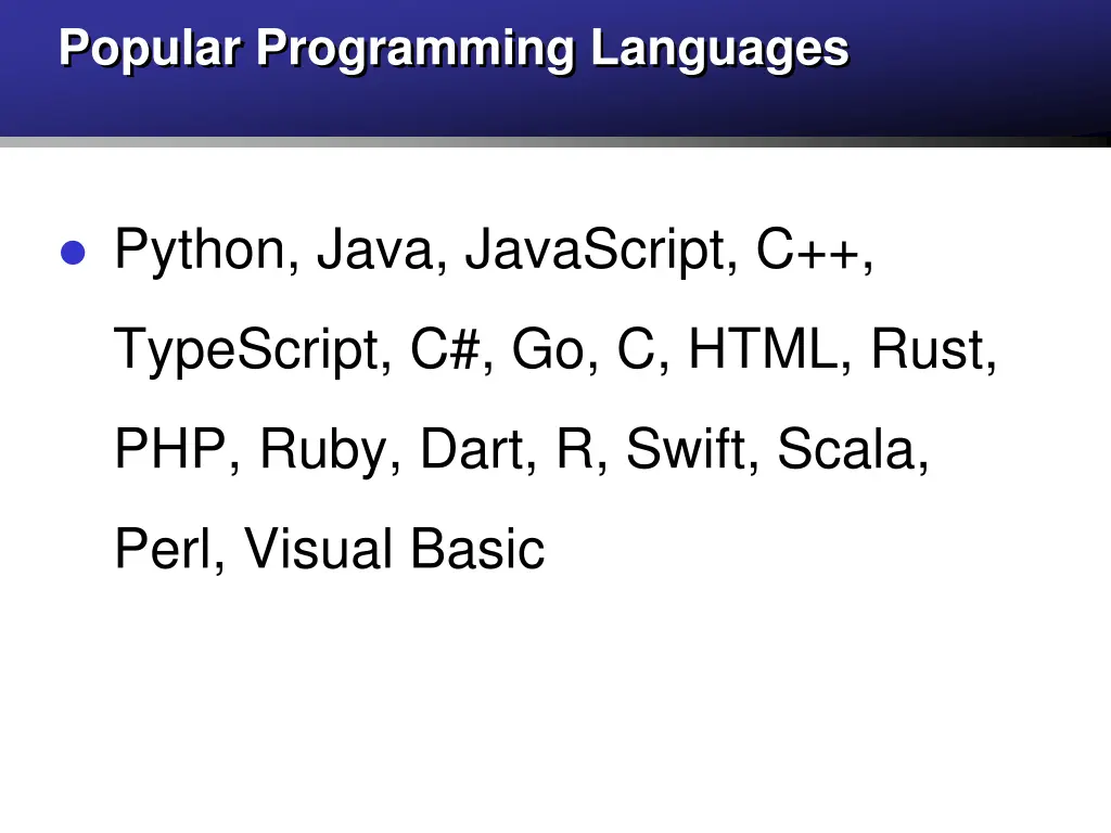 popular programming languages