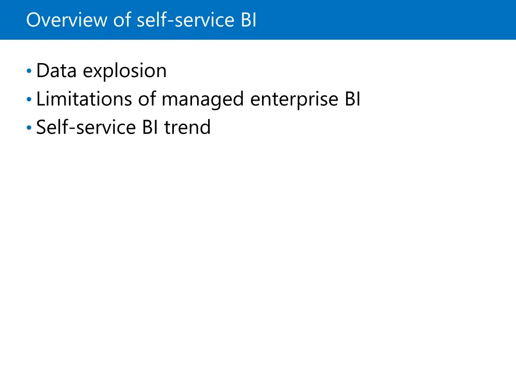 overview of self service bi