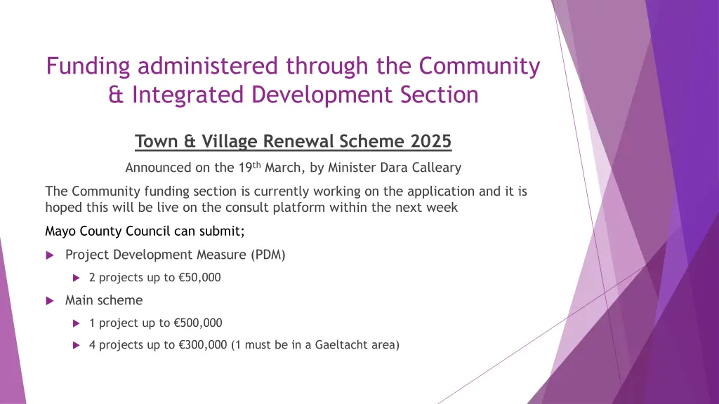 funding administered through the community 2