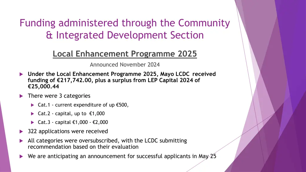 funding administered through the community 3