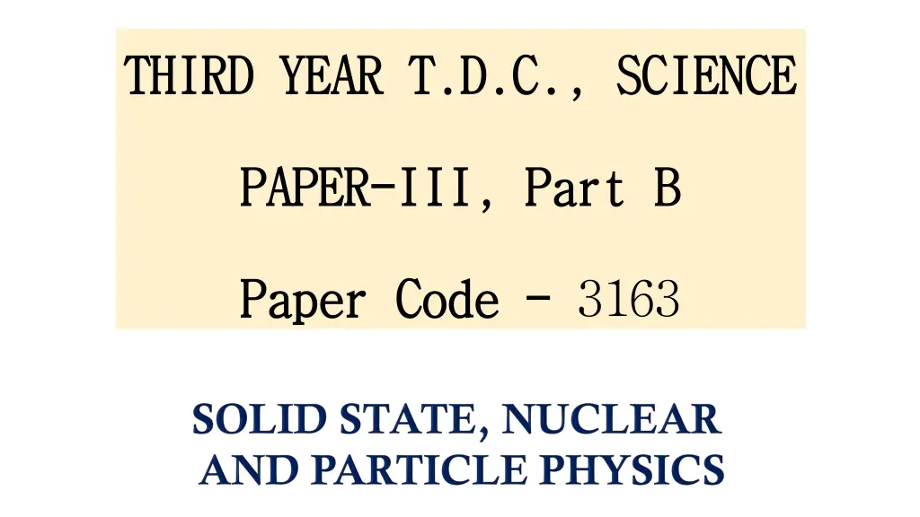 third year t d c third year t d c science