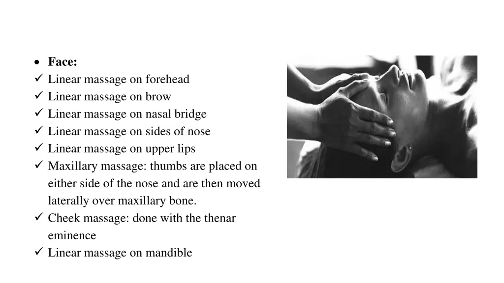 face linear massage on forehead linear massage