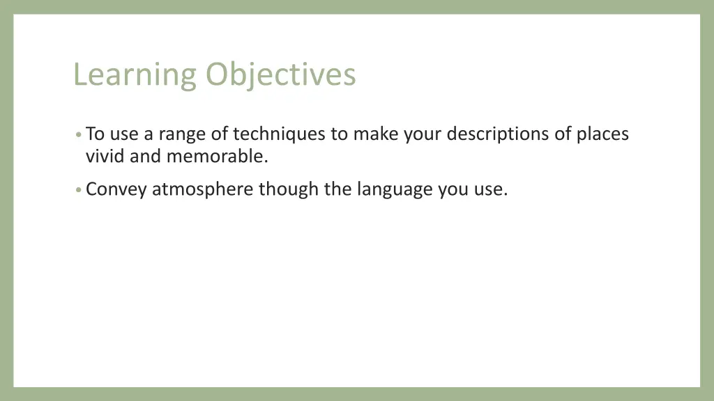 learning objectives