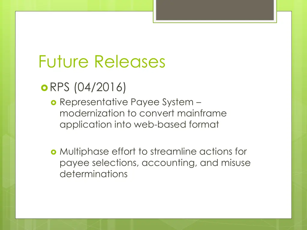 future releases