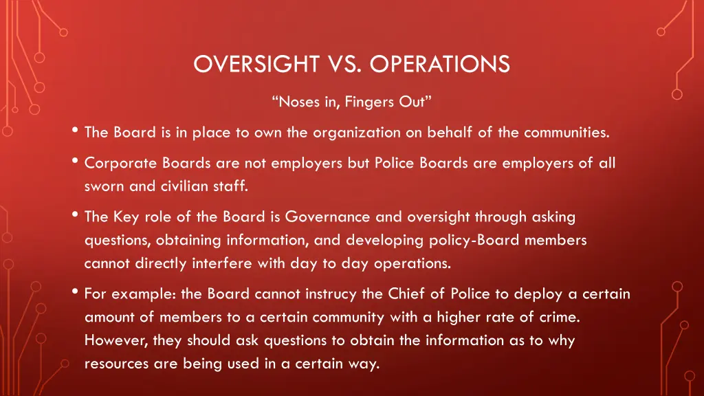 oversight vs operations