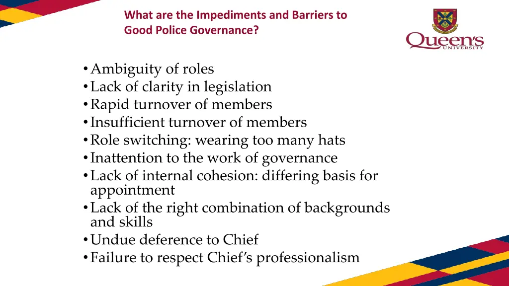 what are the impediments and barriers to good