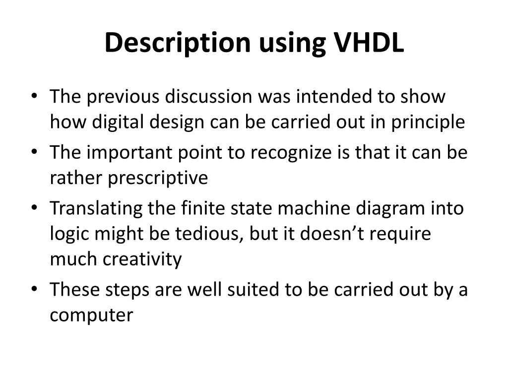 description using vhdl