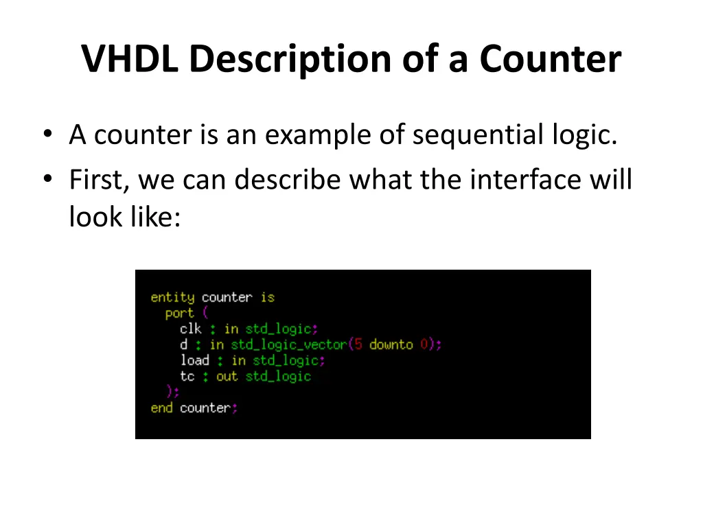 vhdl description of a counter