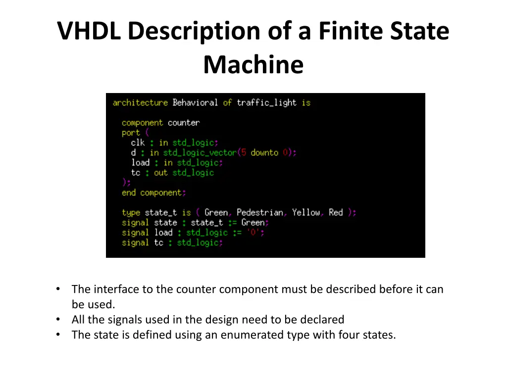 vhdl description of a finite state machine