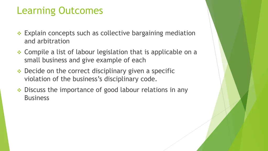learning outcomes