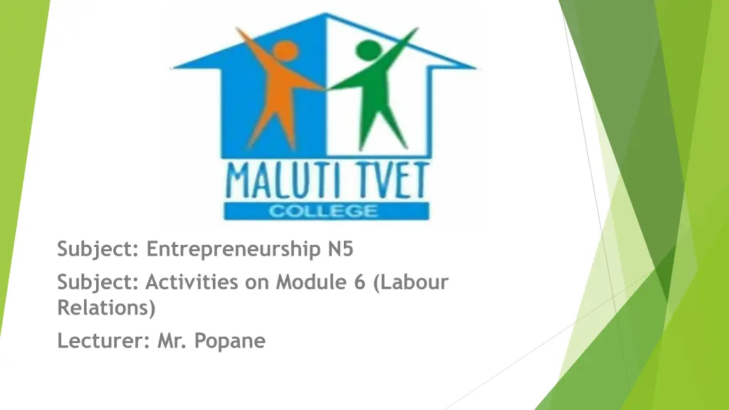 subject entrepreneurship n5 subject activities