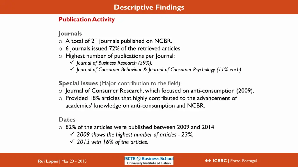 descriptive findings