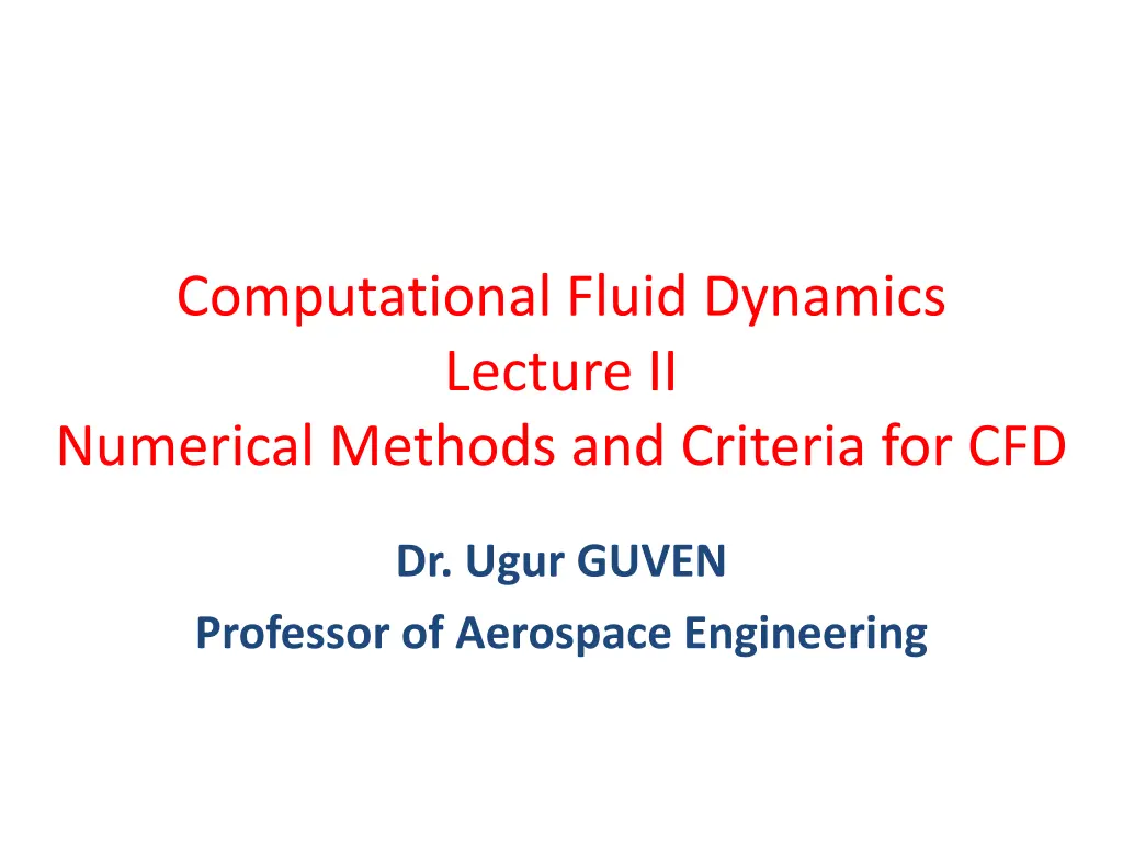 computational fluid dynamics lecture ii numerical