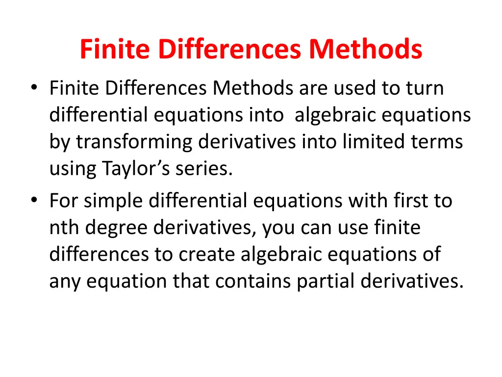 finite differences methods finite differences