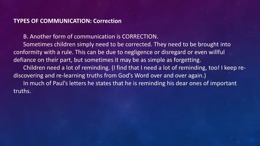 types of communication correction