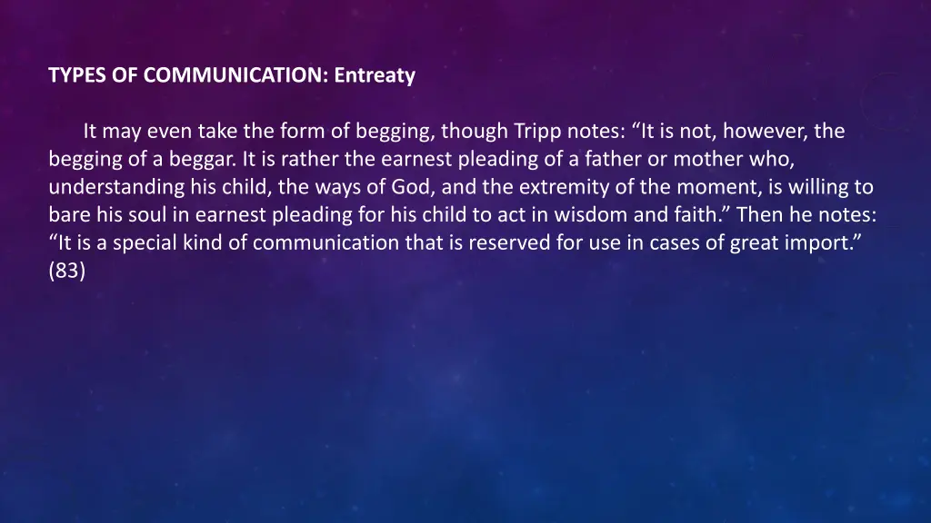 types of communication entreaty 1