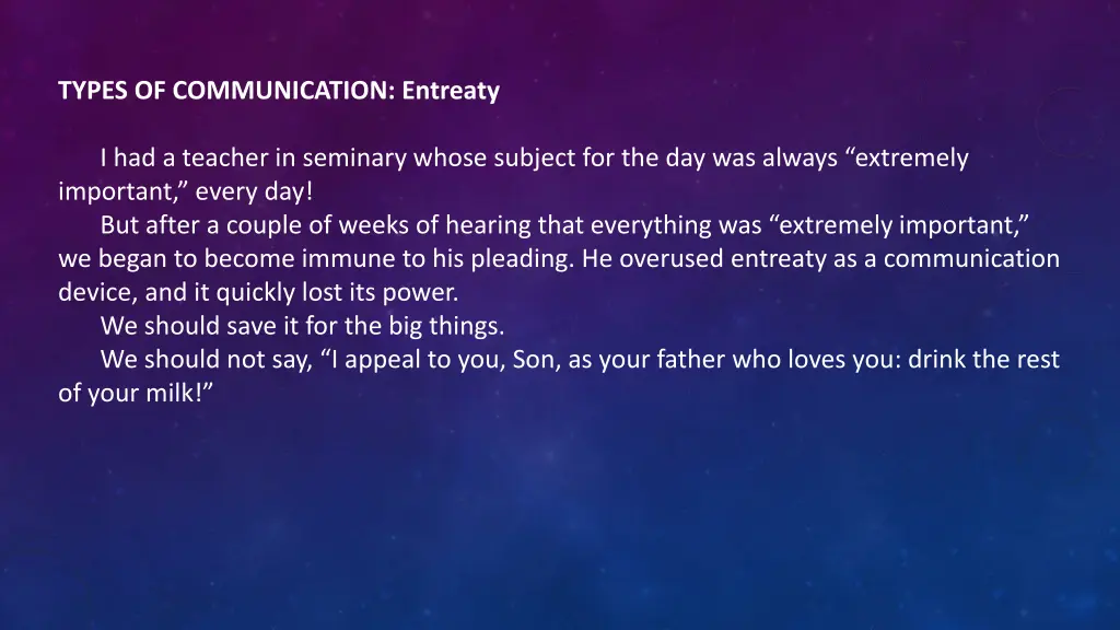 types of communication entreaty 2