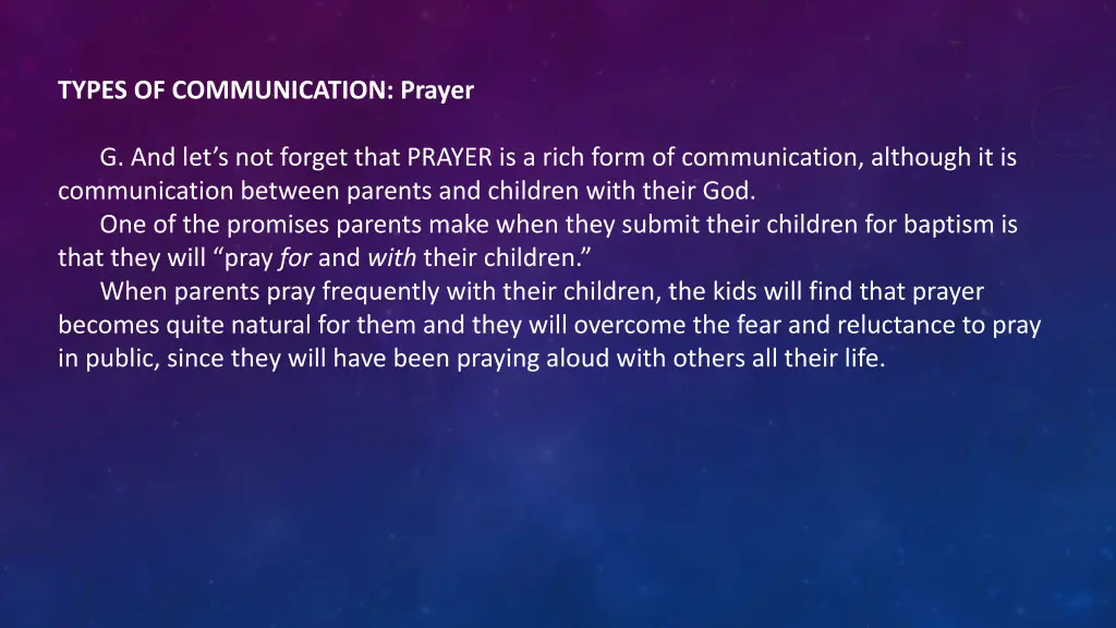 types of communication prayer