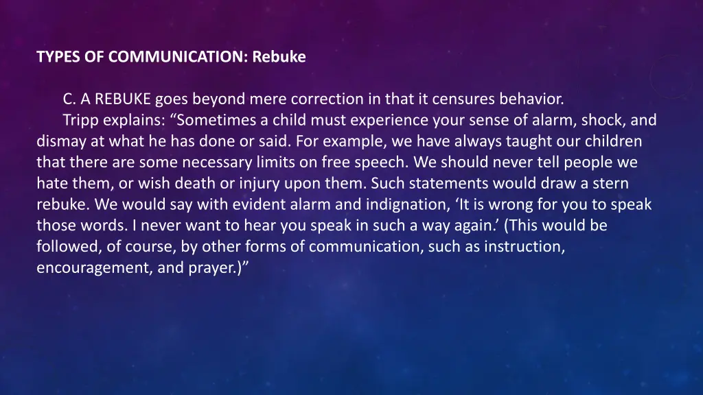 types of communication rebuke