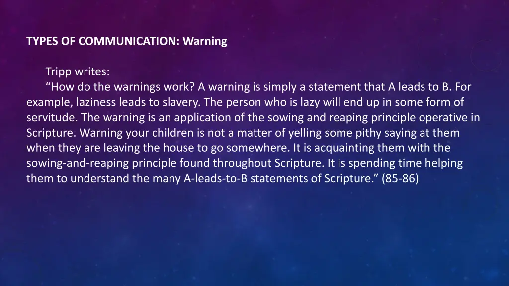 types of communication warning 1