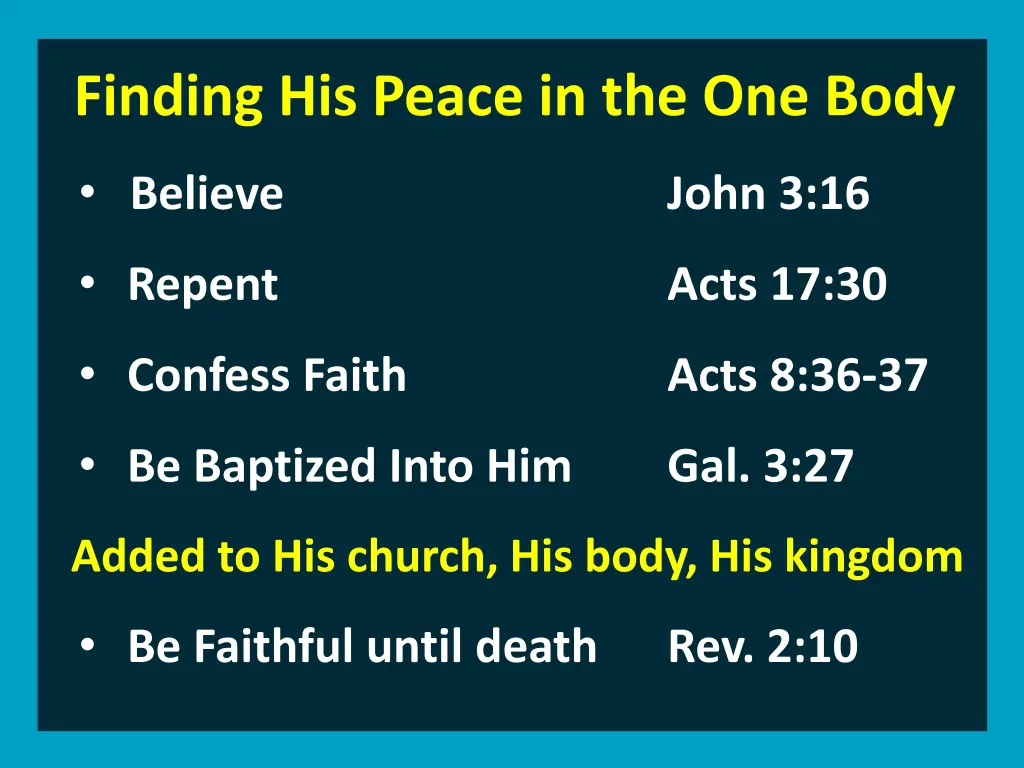 finding his peace in the one body
