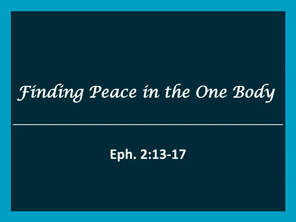 finding peace in the one body finding peace