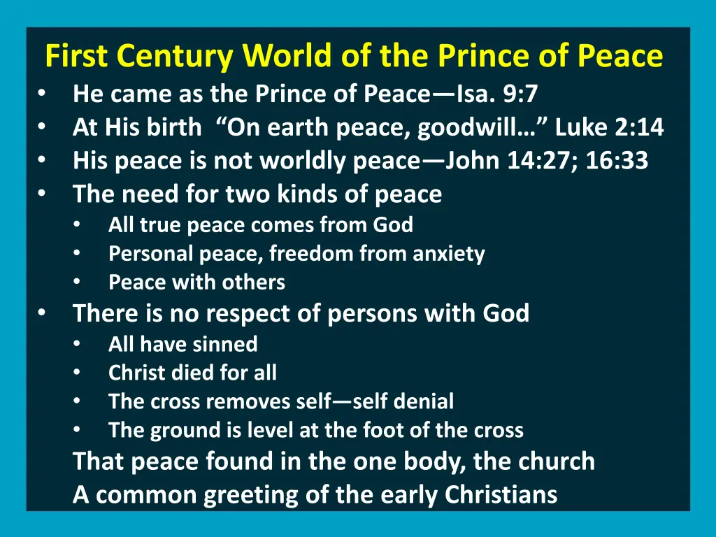 first century world of the prince of peace