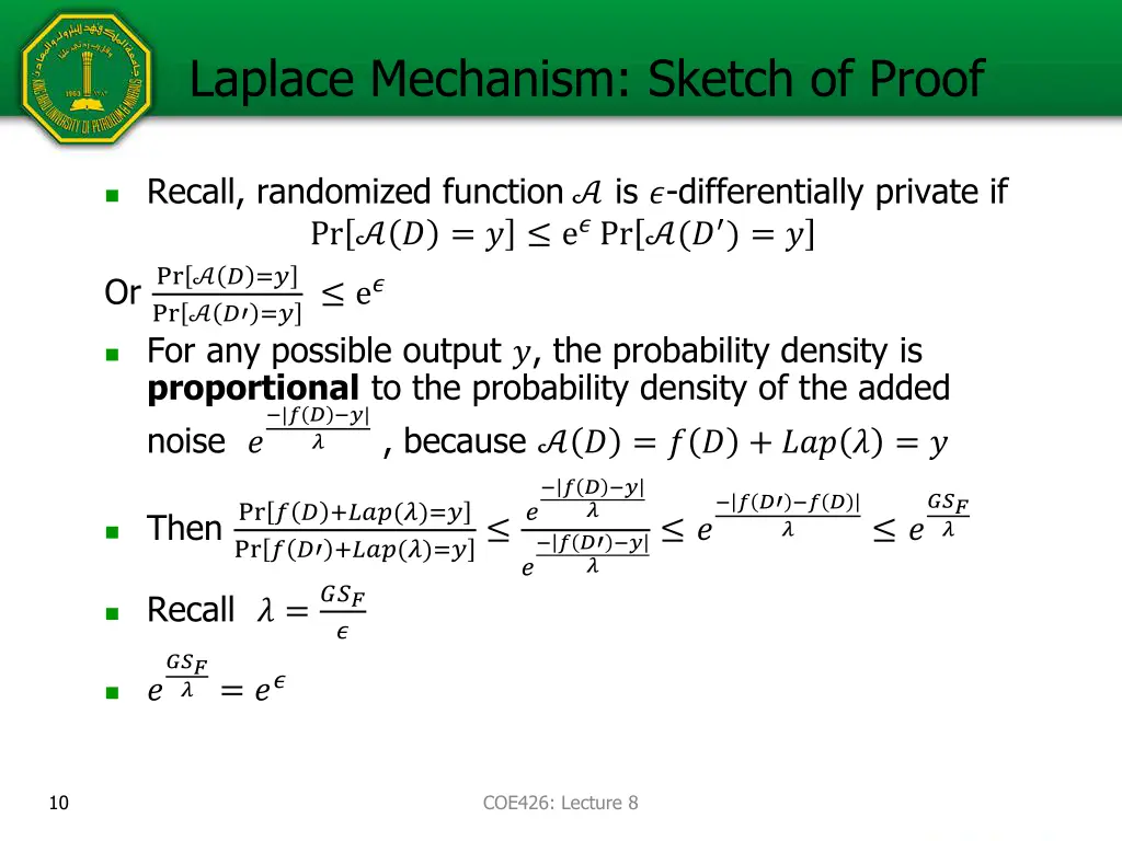laplace mechanism sketch of proof