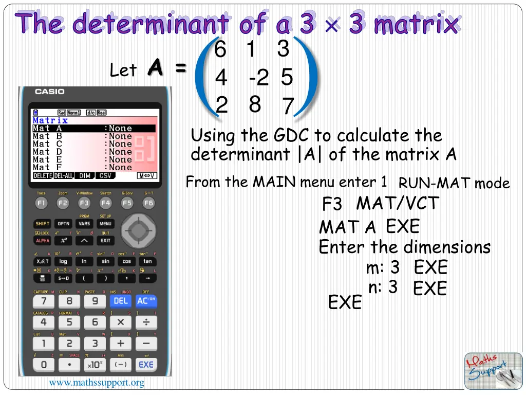 the determinant of a 3 3 matrix 6 4 2 1