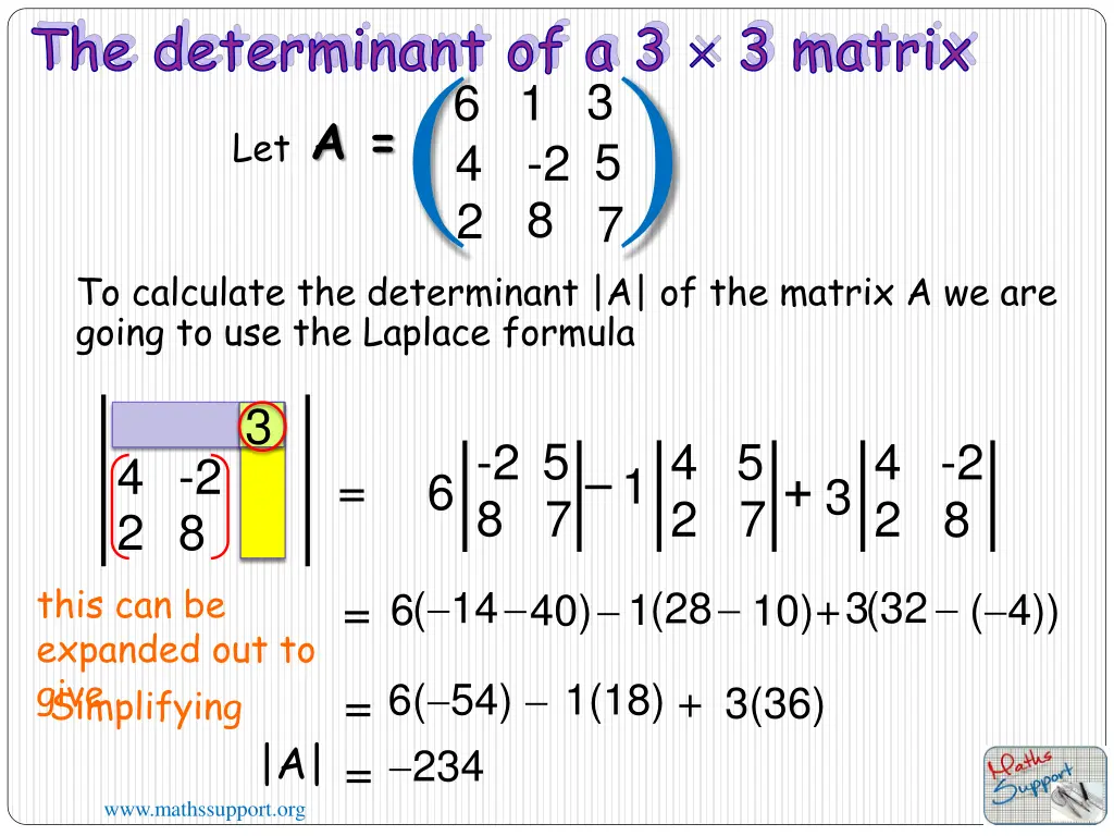 the determinant of a 3 3 matrix a 2 1
