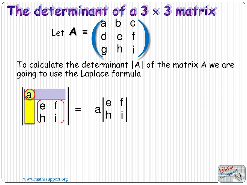 the determinant of a 3 3 matrix a let d e