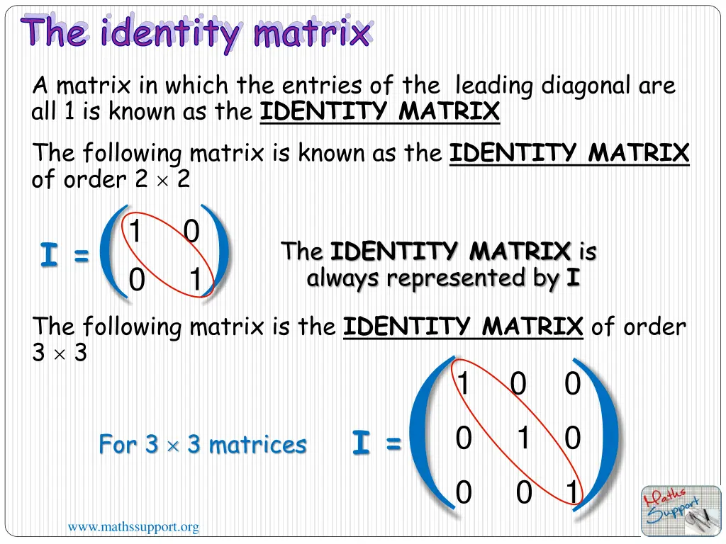 the identity matrix a matrix in which the entries