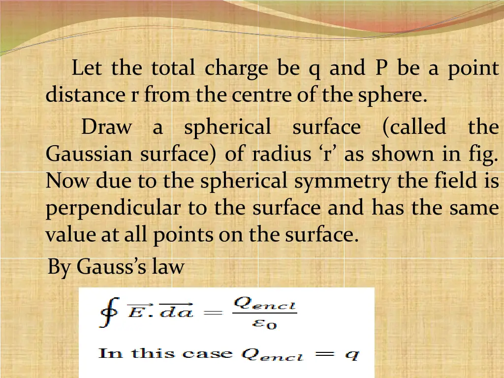 let the total charge be q and p be a point