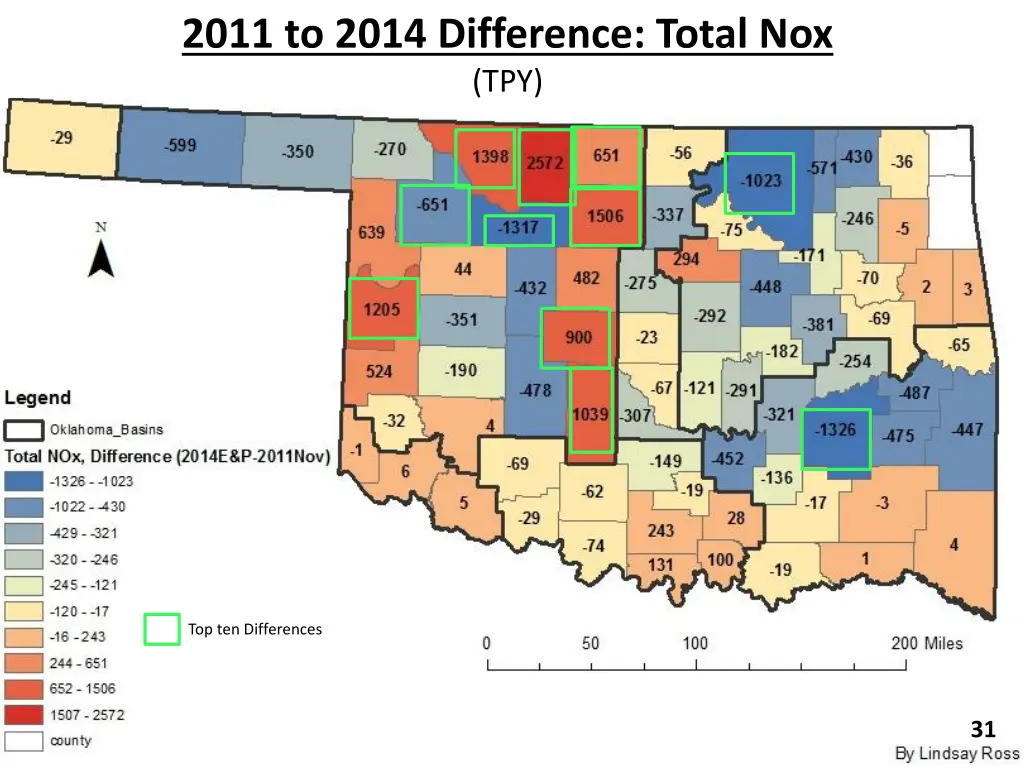2011 to 2014 difference total nox tpy