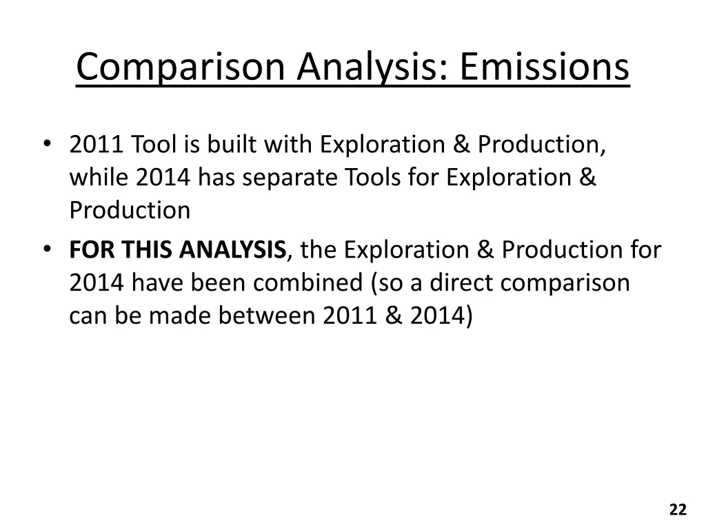 comparison analysis emissions 2