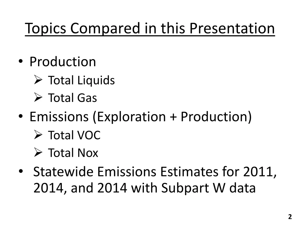 topics compared in this presentation