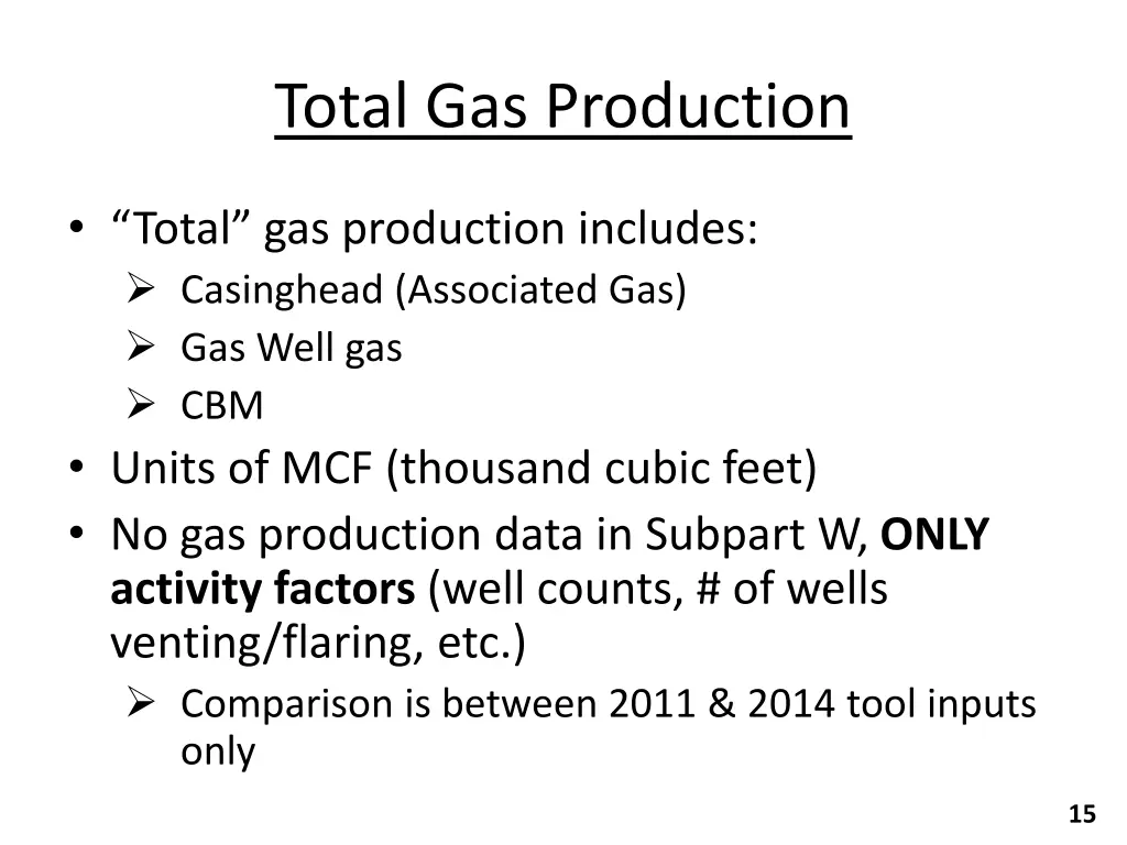 total gas production 1