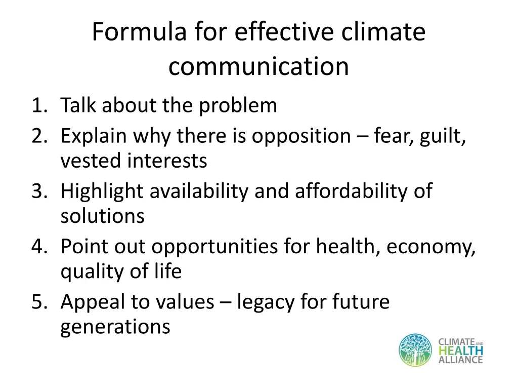 formula for effective climate communication