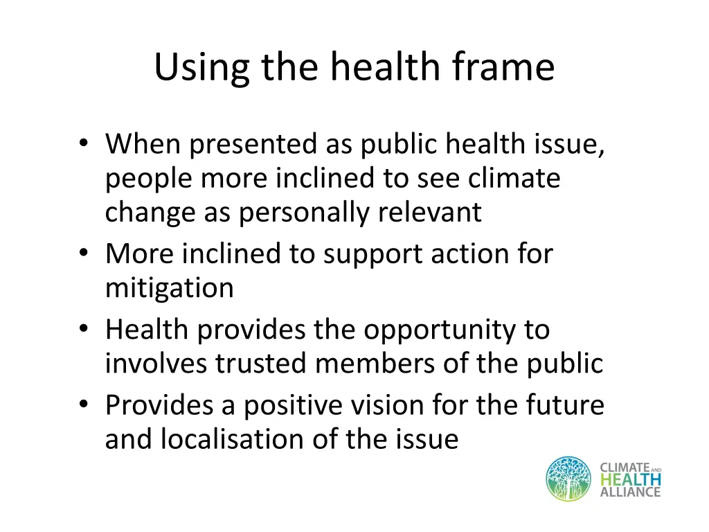 using the health frame