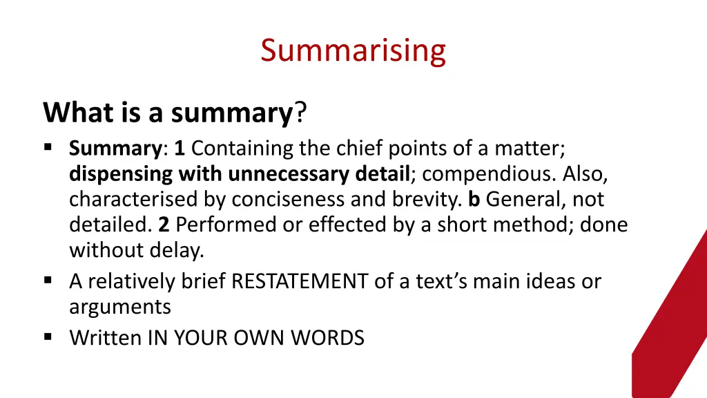 summarising