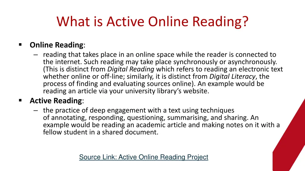 what is active online reading
