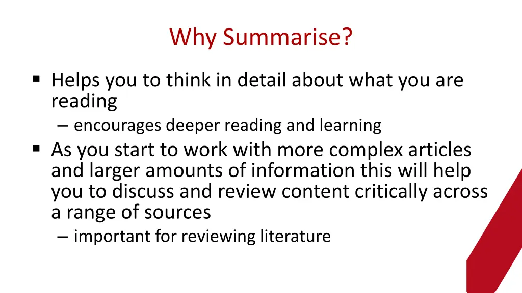 why summarise