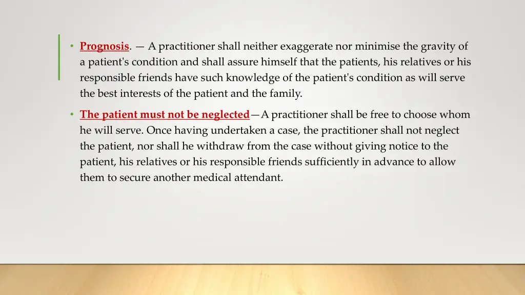 prognosis a practitioner shall neither exaggerate