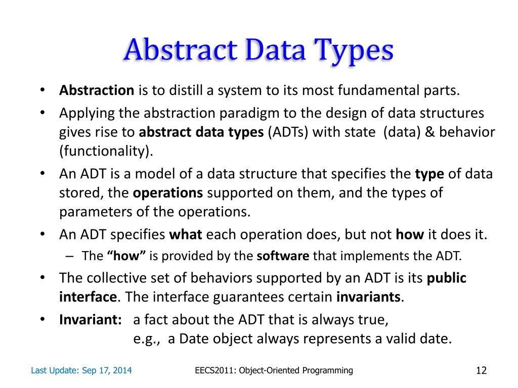 abstract data types