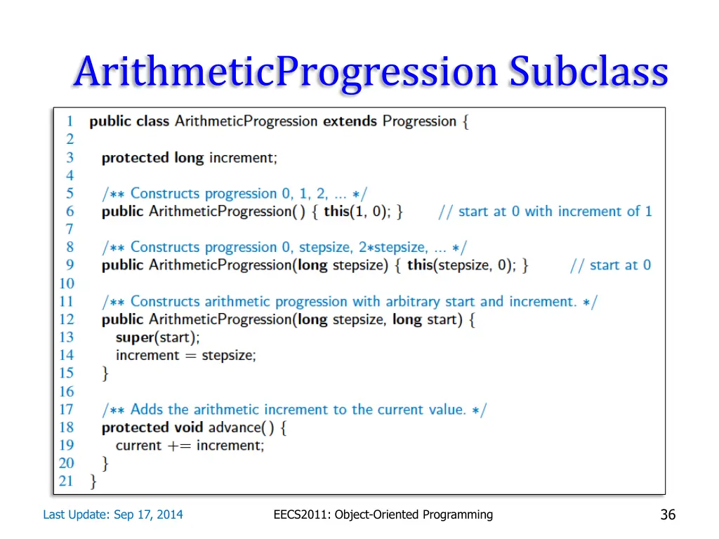 arithmeticprogression subclass