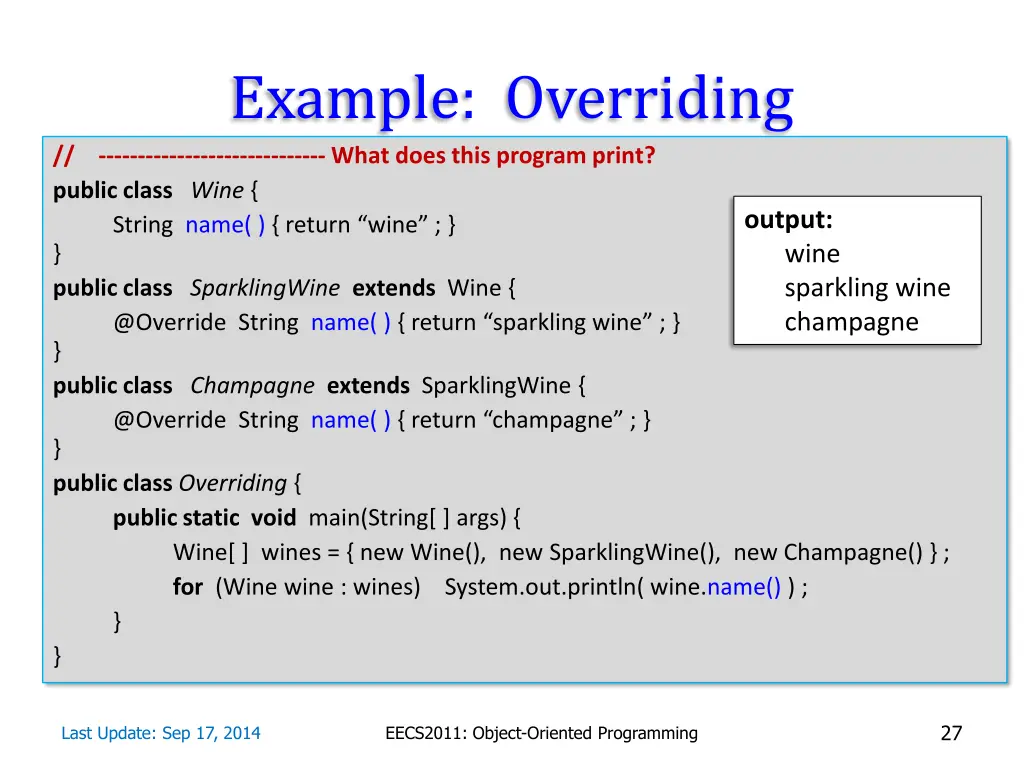 example overriding what does this program print